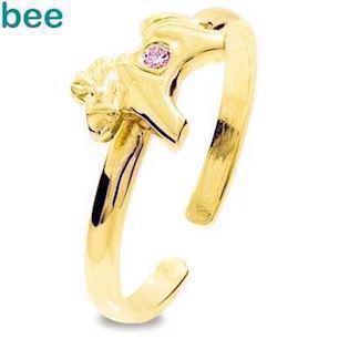 Bee Jewelry Girls First Gold Ring 9 ct gold finger ring blank, model 25294-CZP-K